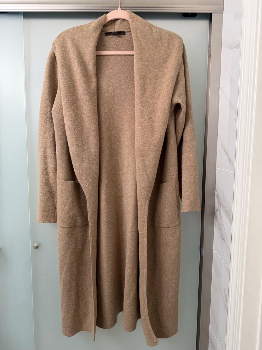 Maxsport Long Open-Front Women's Cardigan Sweater in Camel